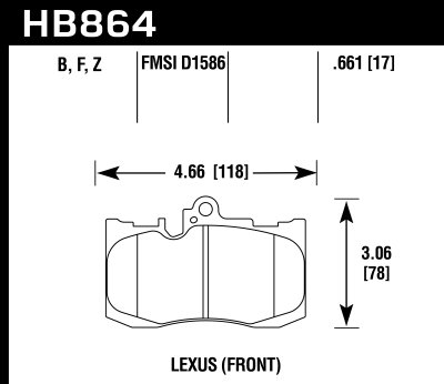 Колодки тормозные HB864F.661 HAWK HPS перед Toyota Celsior 4.3 (UCF3) Lexus GS 2005-&gt; ; IS III 