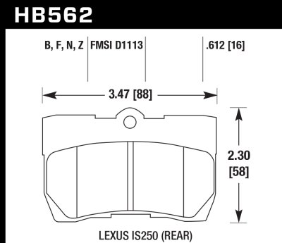 Колодки тормозные HB562B.612 HAWK HPS 5.0; задние LEXUS GS; IS; TOYOTA CROWN; MARK X