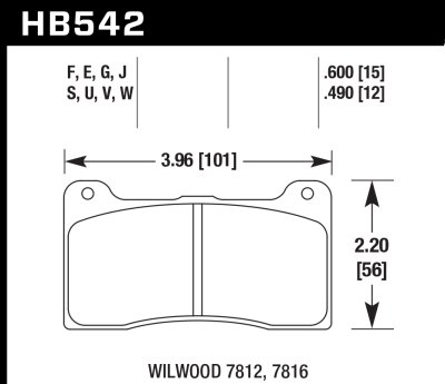 Колодки тормозные HB542Q.600 HAWK DTC-80; Wilwood 7816 15mm