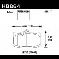 Колодки тормозные HB864Z.661 HAWK PC перед Toyota Celsior 4.3 (UCF3) Lexus GS 2005-&gt; ; IS III 2015-&gt; - Колодки тормозные HB864Z.661 HAWK PC перед Toyota Celsior 4.3 (UCF3) Lexus GS 2005-> ; IS III 2015->