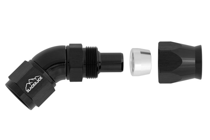 - 10 AN (10AN AN10) фитинг 45° Full Flow BLACKROCK LAB T10-045-3BK под тефлоновый шланг (600 серия)