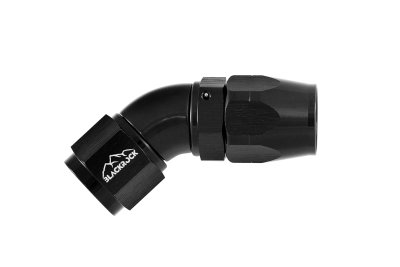 - 6 AN (6AN AN6) фитинг 45°, Full Flow серия BLACKROCK LAB ЧЁРНЫЙ A06-045-3BK