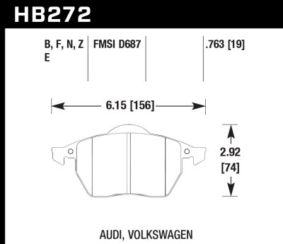Колодки тормозные HB272F.763A HAWK HPS Audi A3, A3 Quattro, S3 &amp; TT перед