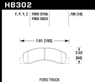 Колодки тормозные HB302Y.700 HAWK LTS  (для StopTech ST65 перед LC200/LX570)