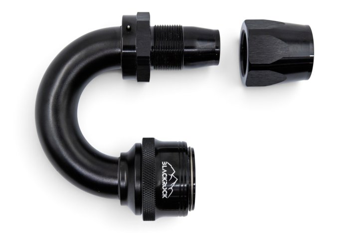 - 12 AN (12AN AN12) фитинг 180°, быстросъём М - шланг, Easy-Release, BLACKROCK LAB, FA12-180-F
