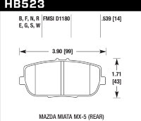 Колодки тормозные HB523G.539 HAWK DTC-60 Mazda Miata MX-5 NC; ND задние