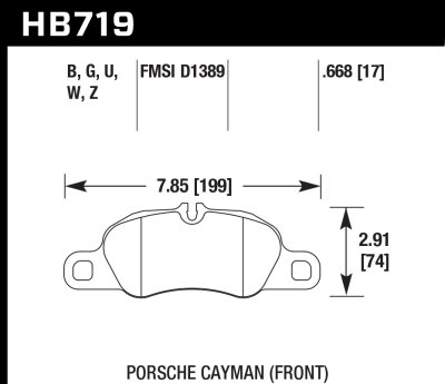 Колодки тормозные HB719Z.668 HAWK PC перед Porsche 911 (991), Cayman