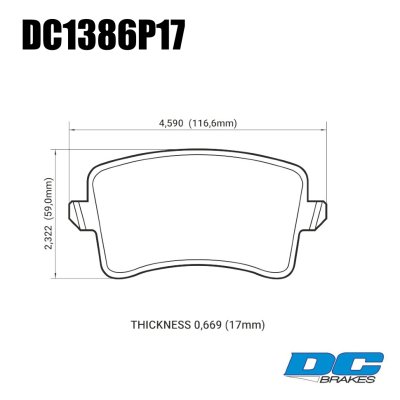 Колодки тормозные DC1386P17 DC brakes Street STR.S+, задн. AUDI A5, A4, Q5, A6, A7, A8