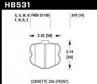 Колодки тормозные HB531D.570 HAWK ER-1 перед Corvette Z06 2006-2013