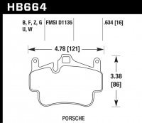 Колодки тормозные HB664D.634 HAWK ER-1 Porsche 911 (997), Boxster 2008-2011; Cayman 2005-2012